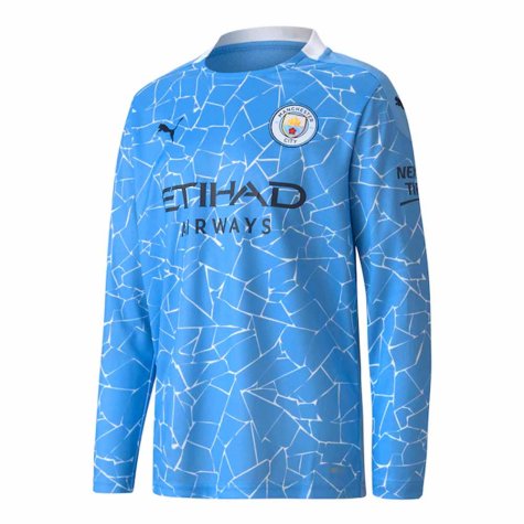 2020-2021 Manchester City Puma Home Long Sleeve Shirt (Kids) (G JESUS 9)