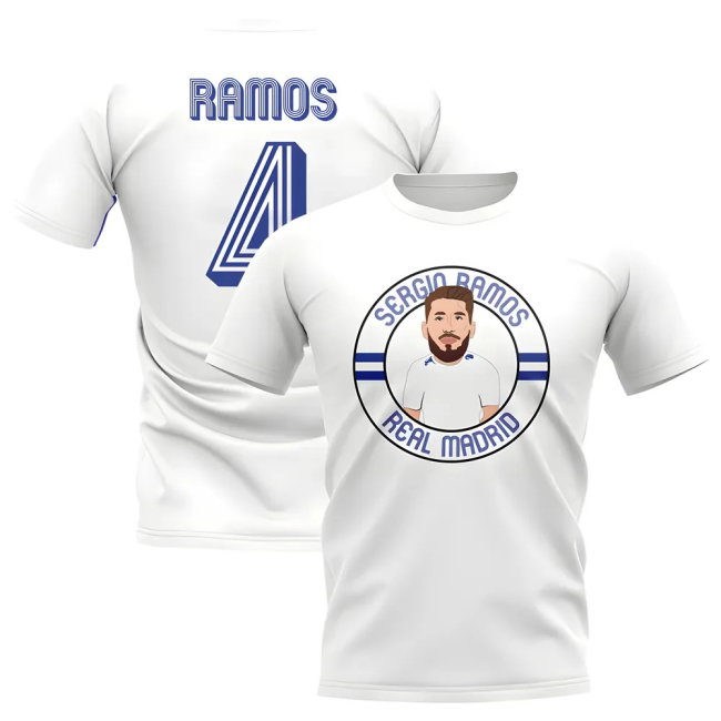 Sergio Ramos Real Madrid Illustration T-Shirt (White)