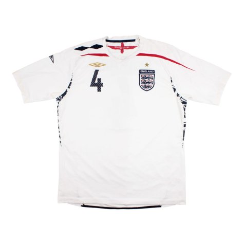 England 2007-09 Home Shirt (Gerrard #4) (M) (Excellent)