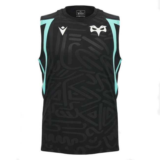 2026-2027 Ospreys Rugby Poly Sleeveless Training Shirt (Black) (Your Name)