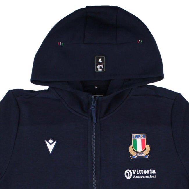 2026-2027 Italy Rugby Full Zip Travel Hoodie (Navy)
