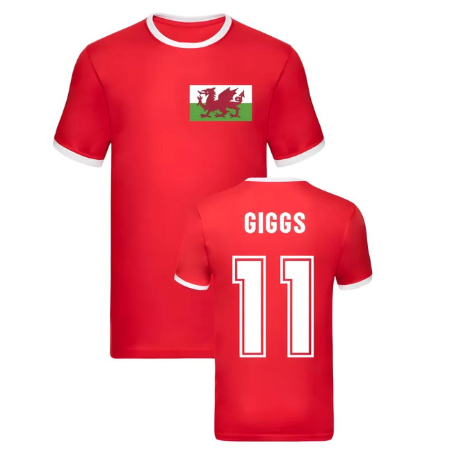 Ryan Giggs Wales Ringer Tee (Red)