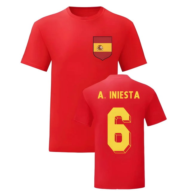 Andres Iniesta Spain National Hero Tee (Red)