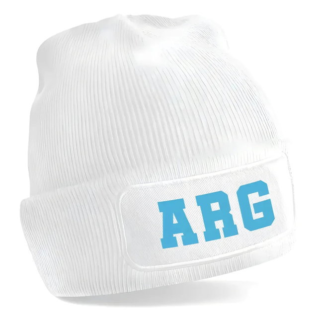 Argentina National Football Beanie Hat (White)