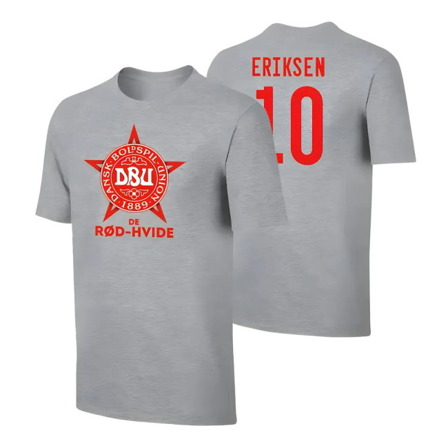 Denmark Euro 2020 T-Shirt (Eriksen 10) Grey