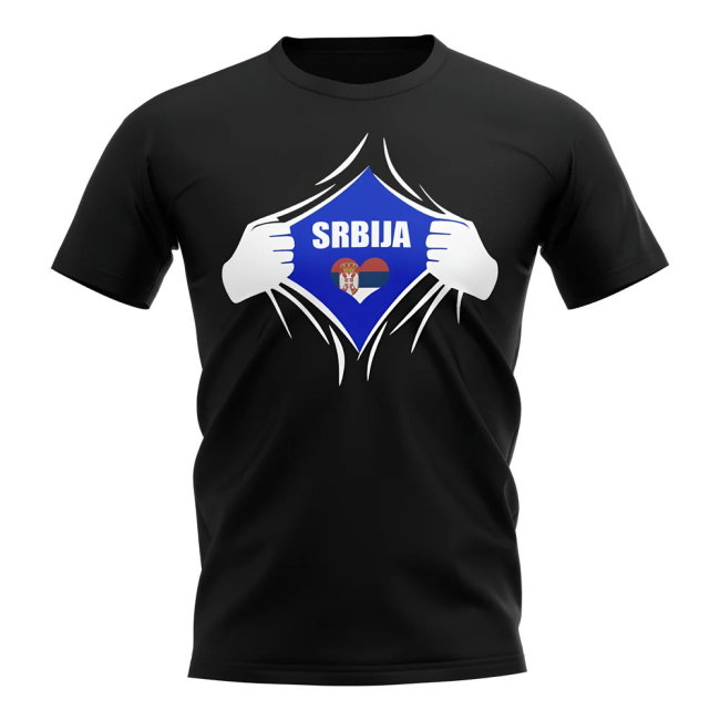 Serbia Chest Badge T-Shirt (Black)