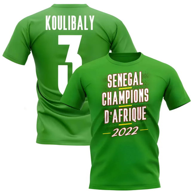 Kalidou Koulibaly 2022 Senegal African Nations Winners Tee (Green)