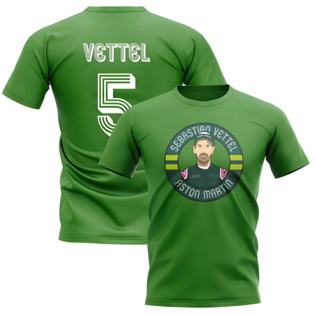 Sebastian Vettel Illustration T-Shirt (Green)