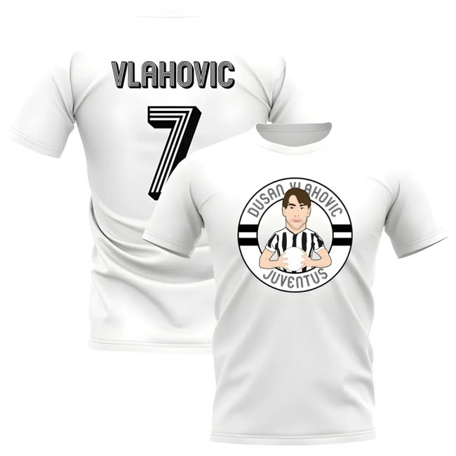 Dusan Vlahovic Juventus Illustration T-Shirt (White)