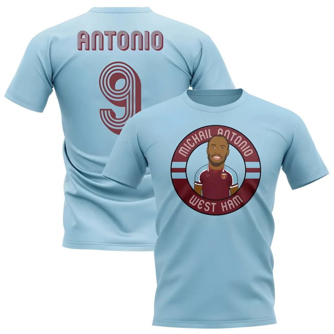 Michail Antonio West Ham Illustration T-Shirt (Sky)