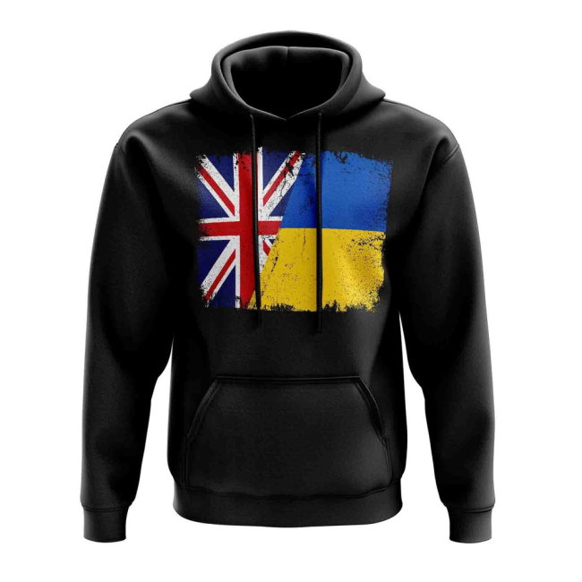 UK Ukraine Flag Hoody (Black)