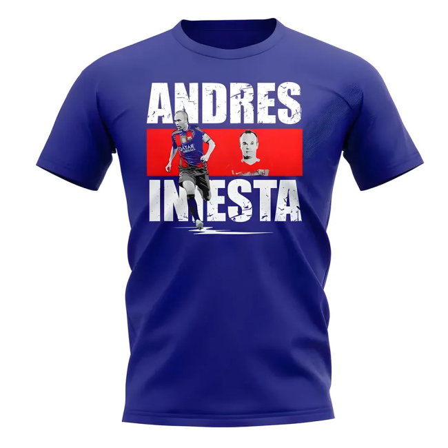 Andres Iniesta Player Collage T-Shirt (Blue)