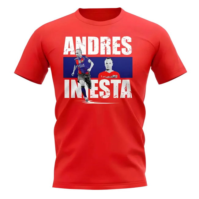 Andres Iniesta Player Collage T-Shirt (Red)