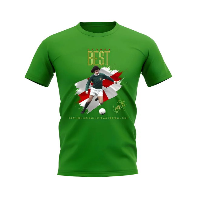 George Best Northern Ireland Image T-Shirt (Green)