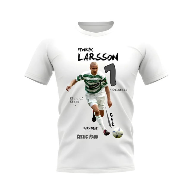 Henrik Larsson Celtic Graphic T-Shirt (White)