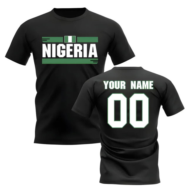 Personalised Nigeria Fan Football T-Shirt (black)