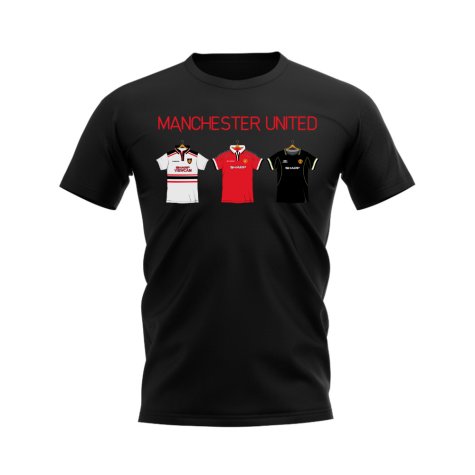 Manchester United 1998-1999 Retro Shirt T-shirt - Text (Black) (Law 10)