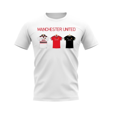 Manchester United 1998-1999 Retro Shirt T-shirt - Text (White) (Cole 9)