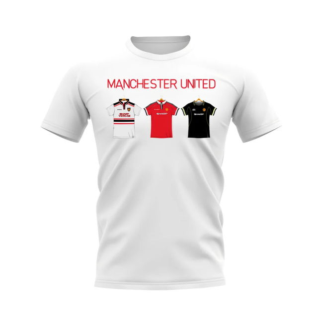 Manchester United 1998-1999 Retro Shirt T-shirt - Text (White) (Scholes 18)