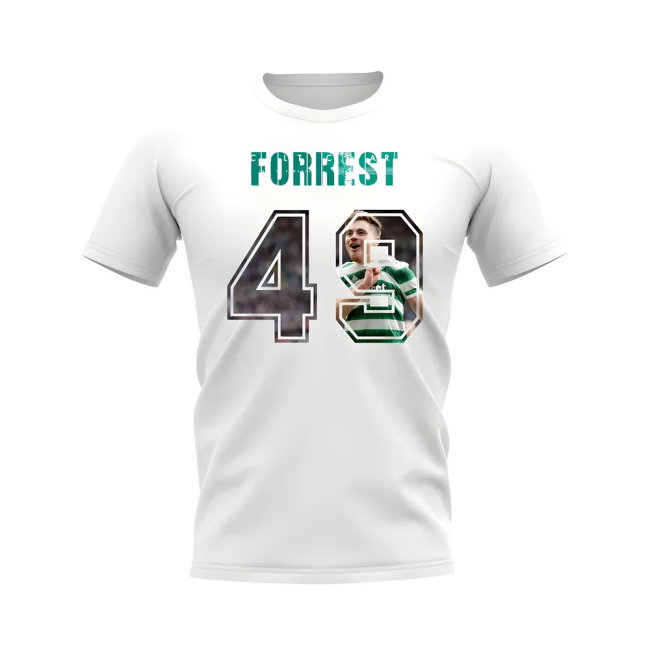 James Forrest Name And Number Celtic T-Shirt (White)