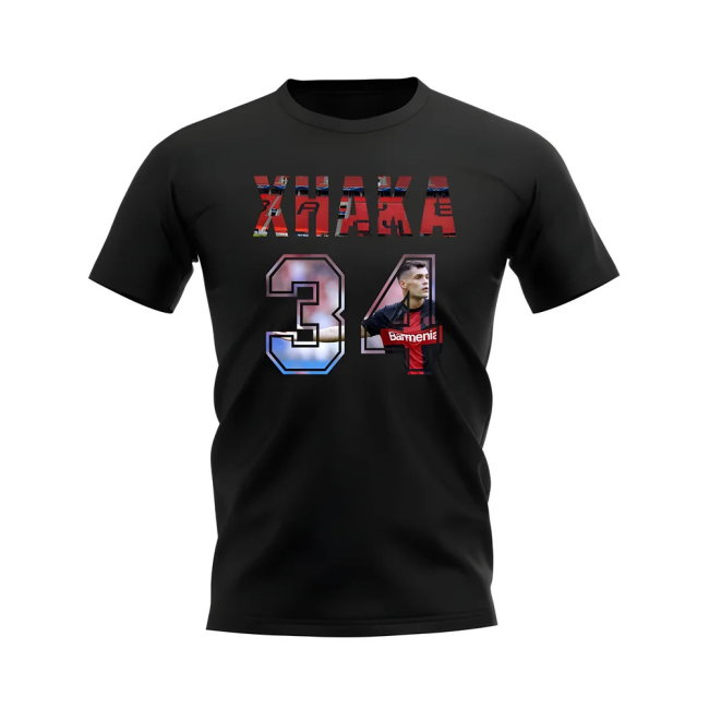 Granit Xhaka Name And Number Bayer Leverkusen T-Shirt (Black)