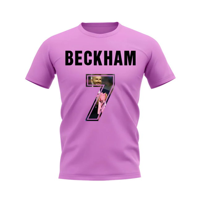 David Beckham Name And Number Inter Miami T-Shirt (Pink)