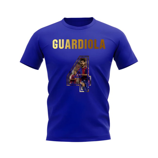 Pep Guardiola Name And Number Barcelona T-Shirt (Blue)