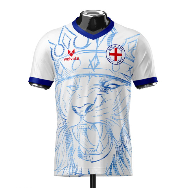England Heritage Football Jersey White/Blue (Wolvate) Adult Short Sleeve (Gordon 18)