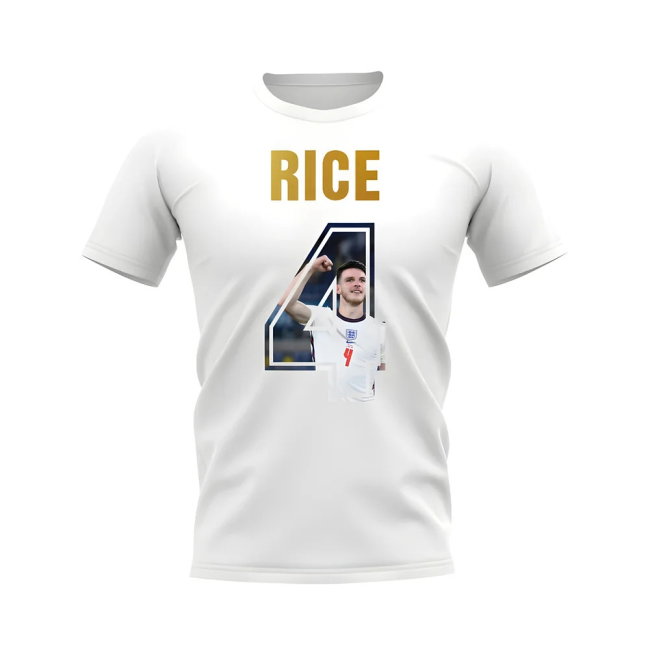 Declan Rice Name And Number England T-Shirt (White)