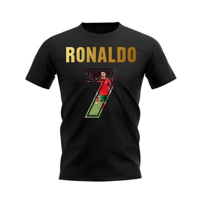 Cristiano Ronaldo Name And Number Portugal T-Shirt (Black)