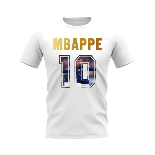 Kylian Mbappe Name And Number France T-Shirt (White)