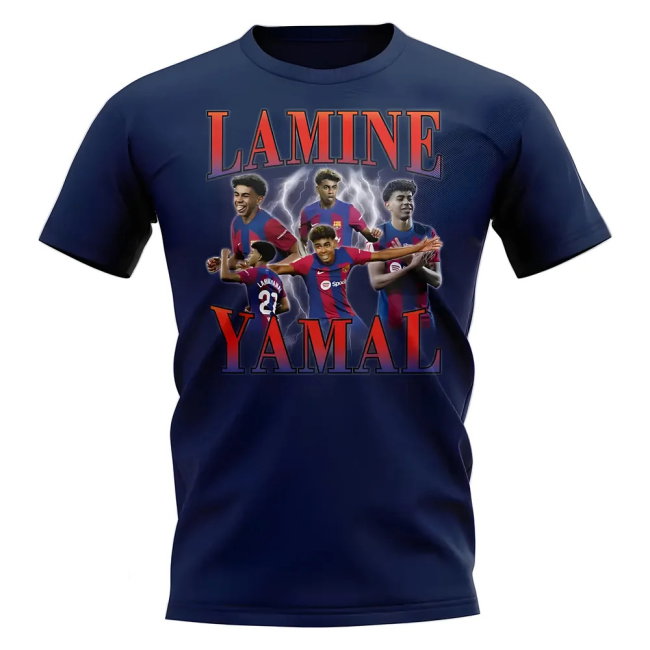 Lamine Yamal Barcelona Bootleg T-Shirt (Navy)