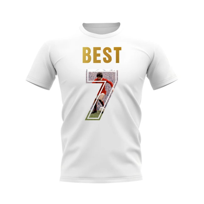 George Best Name And Number Manchester United T-Shirt (White)
