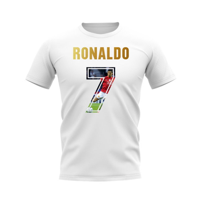 Cristiano Ronaldo Name And Number Manchester United T-Shirt (White)