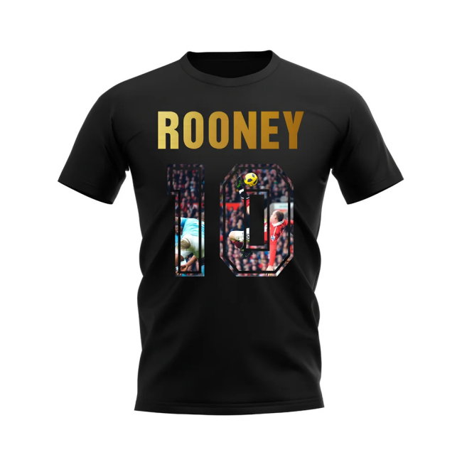 Wayne Rooney Name And Number Manchester United T-Shirt (Black)