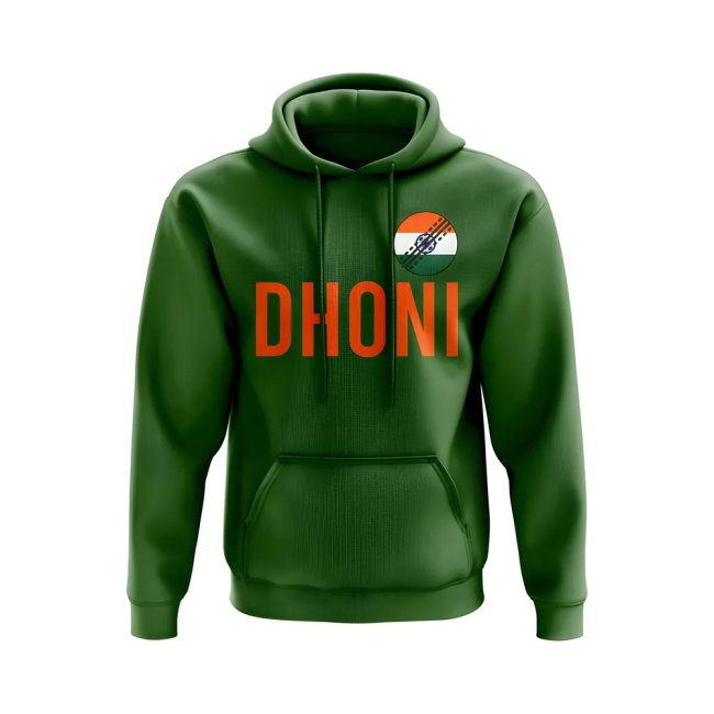MS Dhoni India Name Hoody (Green)