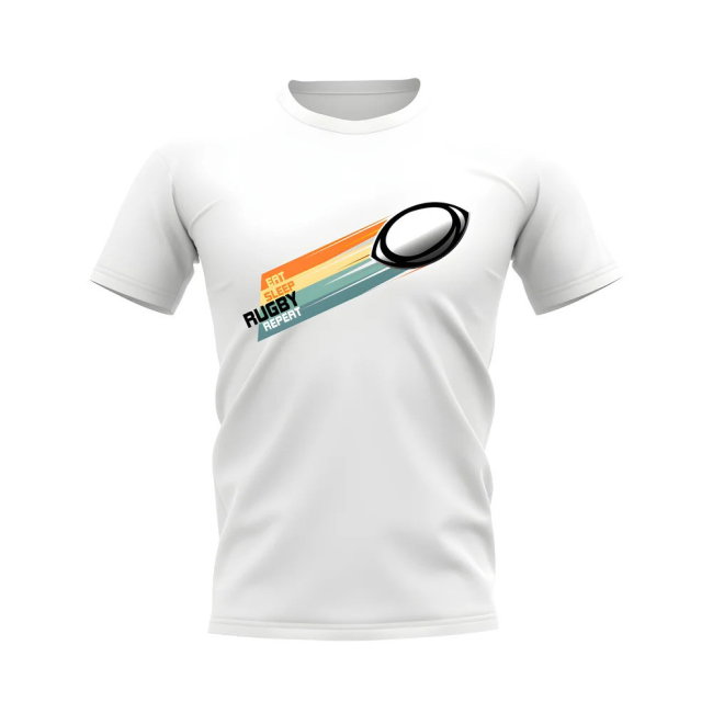 Eat Sleep Rugby Repeat T-Shirt (White/Black)