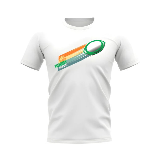 Eat Sleep Rugby Repeat T-Shirt (White/Green)