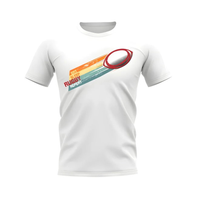 Eat Sleep Rugby Repeat T-Shirt (White/Red)