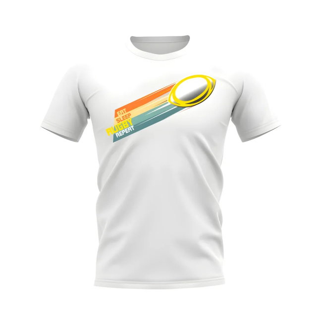 Eat Sleep Rugby Repeat T-Shirt (White/Yellow)