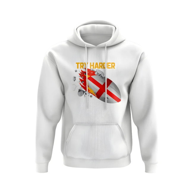 England Try Harder Rugby Hoody (White)