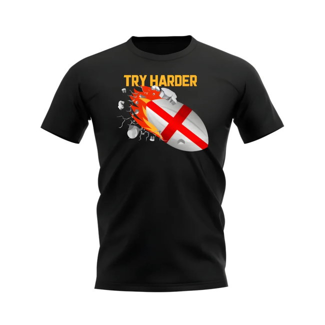 England Try Harder Rugby T-Shirt (Black)