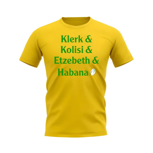 Klerk, Kolisi, Etzebeth, Habana Springboks Rugby T-Shirt (Yellow)