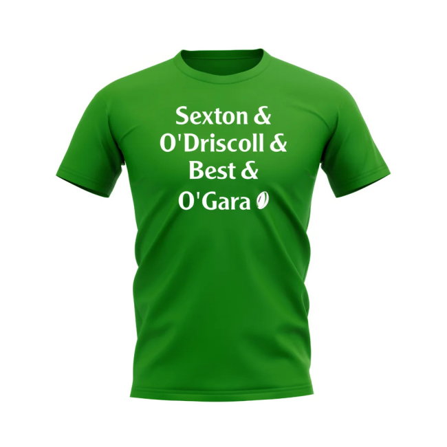 Sexton, O\'Driscoll, Best, O\'Gara Ireland Rugby T-Shirt (Green)