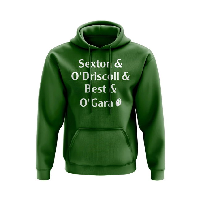 Sexton, O\'Driscoll, Best, O\'Gara Ireland Rugby Hoody (Green)