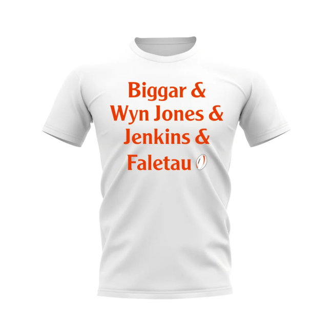 Biggar, Wyn Jones, Jenkins, Faletau Wales Rugby T-Shirt (White)