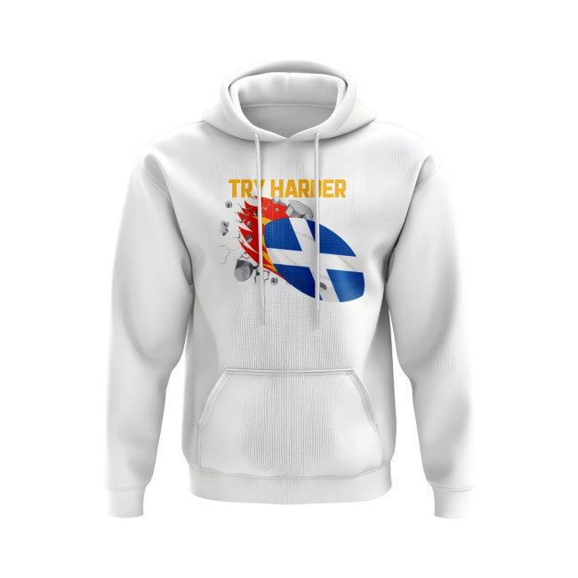 Scotland Try Harder Rugby Hoody (White)