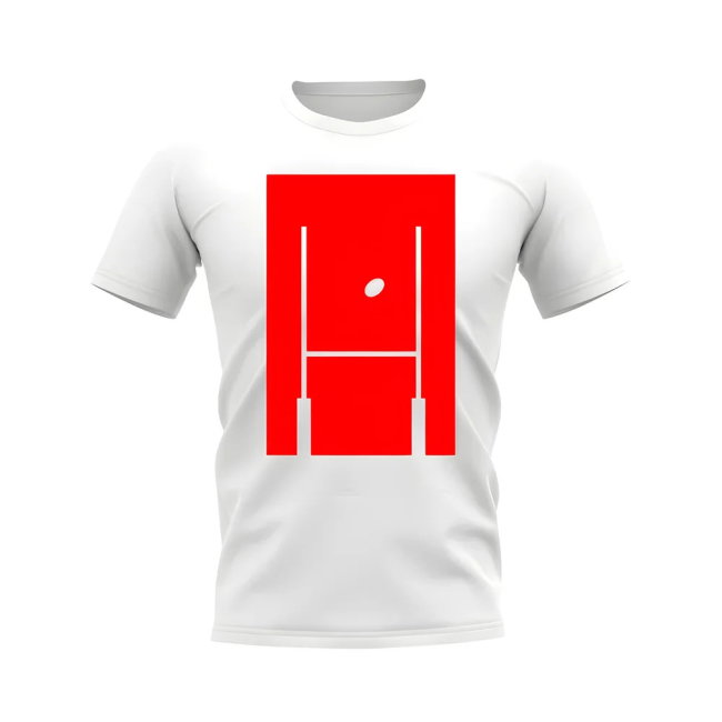 Between The Posts Red Logo Rugby T-Shirt (White)