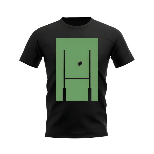 Between The Posts Green Logo Rugby T-Shirt (Black)