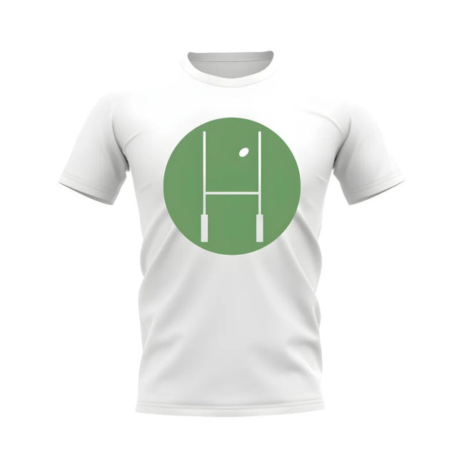Between The Posts Green Circle Rugby T-Shirt (White)